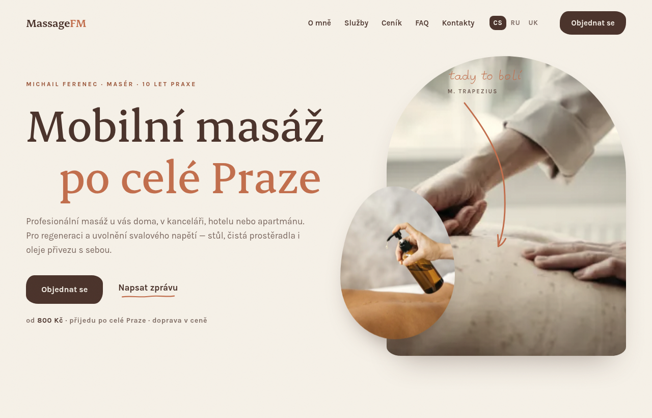 Náhled webu MassageFM